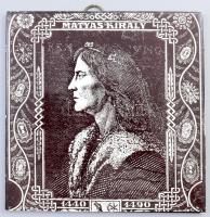 Mátyás király arcképével csempe, 15x15 cm