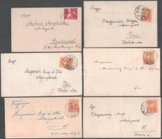1936-1937 6 db kisalakú üdvözlőkártya borítékkal