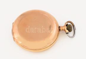 Arany (Au) tokos zsebóra, jelzett, 14k, nem működik, üvegje és üvegtartója levált, d: 50 mm, bruttó ...