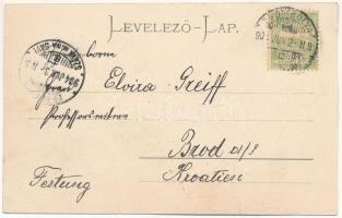 1904 Zsombolya, Hatzfeld, Jimbolia; Piac tér, üzletek. Perlstein F. kiadása / market square, shops