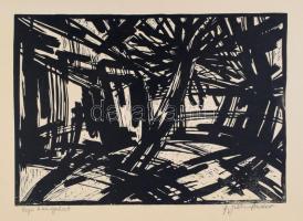 ifj. Szőke Andor (-): Egri hangulat. Linómetszet, papír, jelzett, 24×32 cm