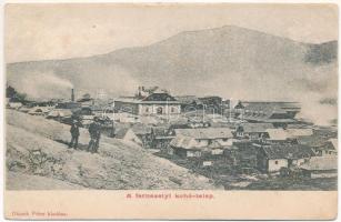 1911 Fernezely, Felsőfernezely, Firiza (Nagybánya, Baia Mare); M. kir. kohótelep. Dácsek Péter kiadása / mine, factory, smelter (felületi kopás / worn surface)