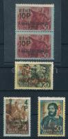 1945 Béke 4 db bélyeg elcsúszott alapnyomattal (ráncok / creases)