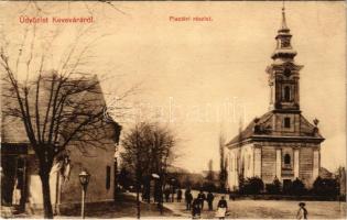 1915 Kevevára, Temeskubin, Kovin; Piactér, katolikus templom / market square, Catholic church (ázott sarok / wet corner)
