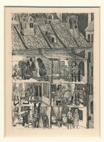 Kondor Béla (1931-1972): Eltérő életek, rézkarc, papír, jelzés nélkül, paszpartuban, 11,5×8,5 cm