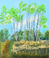 Ács F jelzéssel: Táj. Olaj, rétegelt falemez. 50x43 cm