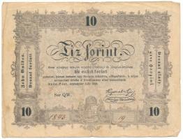 1848. 10Ft "Kossuth bankó", "Qw. 1845 19" T:F Adamo G111