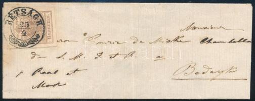 6kr MP III on cover "RÉTSÁGH" - Bodayk, ~1855 6kr MP III típus levélen "RÉTSÁGH" - Bodayk