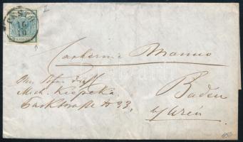 9kr HP II margin print on cover "PESTH" - Baden bei Wien, 9kr HP II látványos ívszéli nyomat levélen "PESTH" - Baden bei Wien
