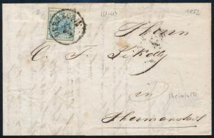 9kr HP II with crease on cover "DEBRECZIN" - Hermanstadt, 9kr HP II papírráncos bélyeg levélen "DEBRECZIN" - Hermanstadt