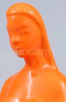 Gorka jelzéssel art deco női figura. Repesztett, ún. Bidtel mázas kerámia, hibátlan, m: 24,5 cm