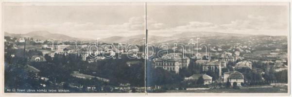 Budapest XII. Új Szent János Kórház teljes látképe. 2-részes kihajtható panorámalap (fl)