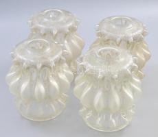 4 darab vintage lámpabúra, részben savmaratott hólyagos testtel, pattogzással, m: 16,5 cm
