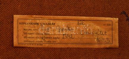 Pap Gyula (1899-1983): Csendélet. Olaj, farost, jelzett. Dekoratív, üvegezett, kissé sérült fakeretb...