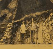 Stettner Béla (1928-1984): Szigligeti öböl. Rézkarc, papír, jelzett, lap széle kissé foltos, üvegeze...