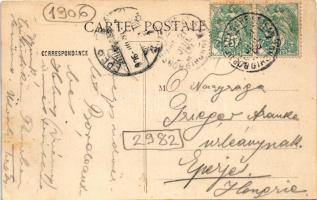 1906 Bordeaux, Porte Burgogne / gate, café, tram (fl)