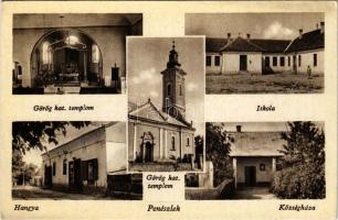 Penészlek, Görögkatolikus templom, belső, Iskola, Községháza, Hangya szövetkezet üzlete (EK)