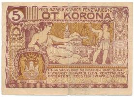 Pécs 1920.04.16. 5K házipénztár-pénztárjegy T:F,VG Adamo PÉC-14.2