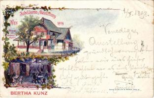 1898 (Vorläufer) Wien, Vienna, Bécs; Jubiläums-Ausstellung 1898. Weinstube zur Admonter Jägerhütte, Altdeutsche Weinstube Führichgasse 10. Druck v. Philipp &amp; Kramer Art Nouveau, floral (cut)