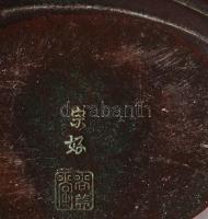 Takarabune. Réz és klf fém, Japán, Meidzsi-kor, cca 1890-1910, jelzett, egyik eleme levált, vitorla ...