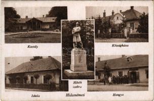 Hidasnémeti, Hősök szobra, kastély, községháza, iskola, Hangya üzlete és saját kiadása (kopott élek / worn edges)