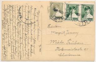 1929 Segesvár, Schässburg, Sighisoara; látkép, vasútvonal, tehervonat, vasútállomás / general view, ...