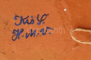 cca 1930/40 Kis Hódmezővásárhely dísztál, mázhibával, d: 27 cm