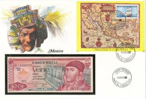 Mexikó 1977. 20P felbélyegzett borítékban, bélyegzéssel T:UNC Mexico 1977. 20 Pesos in envelope with stamp and cancellation C:UNC