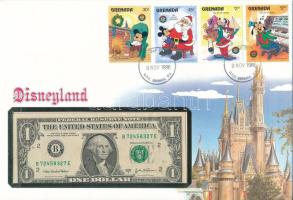 Grenada felbélyegzett boríték, bélyegzéssel, benne Amerikai Egyesült Államok 2003. 1$ T:F, szép papír Grenada envelope with stamp and cancellation, including USA 2003. 1 Dollar C:F, fine paper