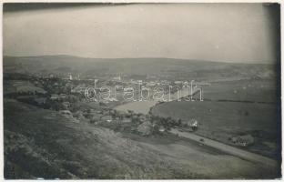 Marosludas, Ludosul de Mures, Ludus; látkép, vasúti híd, templomok, szekér az országúton / general view, railway bridge, churches, cart. photo (kopott élek / worn edges)