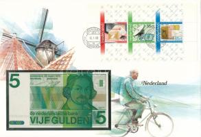 Hollandia 1973. 5G felbélyegzett borítékban, bélyegzéssel T:UNC Netherlands 1973. 5 Gulden in envelope with stamp and cancellation C:UNC