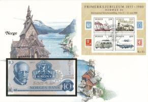 Norvégia 1977. 10K felbélyegzett borítékban, bélyegzéssel T:UNC Norway 1977. 10 Kroner in envelope with stamp and cancellation C:UNC