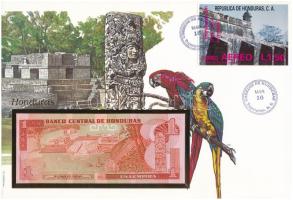Honduras 1989. 1L felbélyegzett borítékban, bélyegzéssel T:UNC Honduras 1989. 1 Lempira in envelope with stamp and cancellation C:UNC