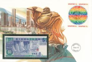 Szingapúr 1987. 1$ felbélyegzett borítékban, bélyegzéssel T:UNC Singapore 1987. 1 Dollar in envelope with stamp and cancellation C:UNC