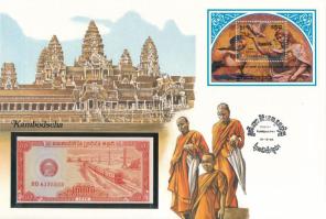 Kambodzsa 1979. 1/2R felbélyegzett borítékban, bélyegzéssel T:UNC Cambodia 1979. 1/2 Riel in envelope with stamp and cancellation C:UNC