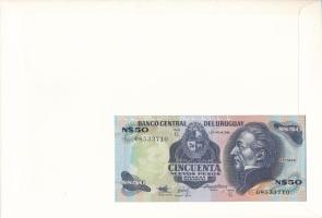Uruguay 1989. 50P borítékban, alkalmi bélyeggel és bélyegzéssel T:UNC
Uruguay 1989. 50 Pesos in env...