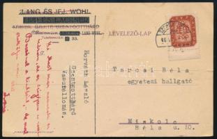 1946 18. díjszabás 200 milpengő egyes bérmentesítés távolsági levlapon