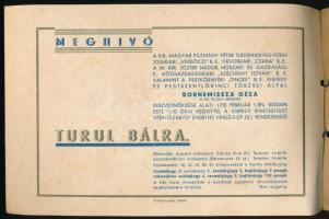 1938 Kispest, meghívó Turul Bálra, kissé foltos