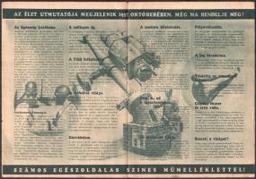 1937 "A Pesti Hirlap legujabb kedvezménye: Az élet utmutatója" reklámnyomtatvány, Bp., Lég...