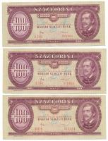1984. 100Ft (3x) T:F, szép papírok, egyik sarkán enyhe nyomdai papírránc Adamo F37