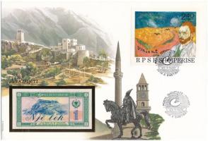 Albánia 1976. 1L felbélyegzett borítékban, bélyegzéssel T:UNC Albania 1976. 1 Lek in envelope with stamp and cancellation C:UNC