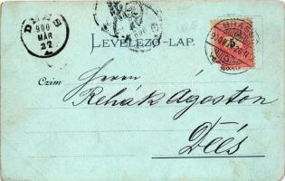 1900 Brassó, Kronstadt, Barsov; Evang. Mädchenschule / Leányiskola este holdfényben / Scola de fetit...