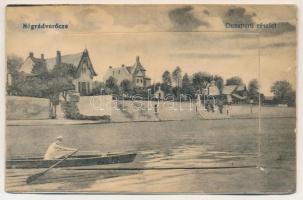 Verőce, Nógrádverőce; Duna parti részlet, leporellolap 10 kis képpel. Blau Márton kiadása, D. és M. Bp.