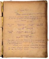 cca 1926-32 Szolnoki MÁV Sportegyesület kerékpáros szakosztályának jegyzőkönyvei, részletes beszámolók országos és megyei versenyekről, díjazottak neveivel, balesetekről, kuriózumokról (pl. 1 kg csokoládé díjként), szakosztály vezetőinek autográf aláírásaival, össz. 44 kézzel írt lapon. Korabeli félvászon kötésben, sérült gerinc ragasztószalaggal javítva, sérült borítóval, laza kötéssel, néhány kevés lap kissé sérül és kissé foltos.