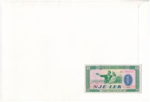 Albánia 1976. 1L felbélyegzett borítékban, bélyegzéssel T:UNC
Albania 1976. 1 Lek in envelope with ...