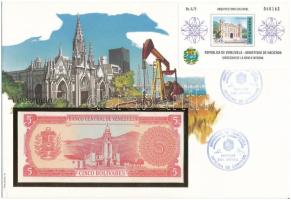 Venezuela 1989. 5B felbélyegzett borítékban, bélyegzéssel T:AU Venezuela 1989. 5 Bolívares in envelope with stamp and cancellation C:AU
