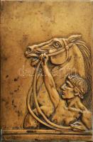Görög lovas. Szecessziós bronz fali dísz, hátoldalán csavar hellyel 15x21 cm