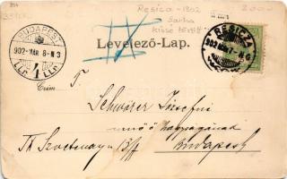 1902 Resicabánya, Resica, Resicza, Resita; látkép. Adolf Weiss kiadása / general view (kopott sarkak...