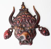 Hindu bika fej fali dísz. Réz 18x13 cm