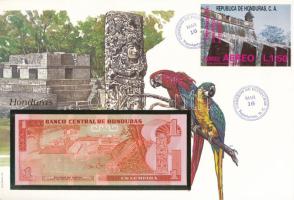 Honduras 1989. 1L felbélyegzett borítékban, bélyegzéssel T:UNC Honduras 1989. 1 Lempira in envelope with stamp and cancellation C:UNC